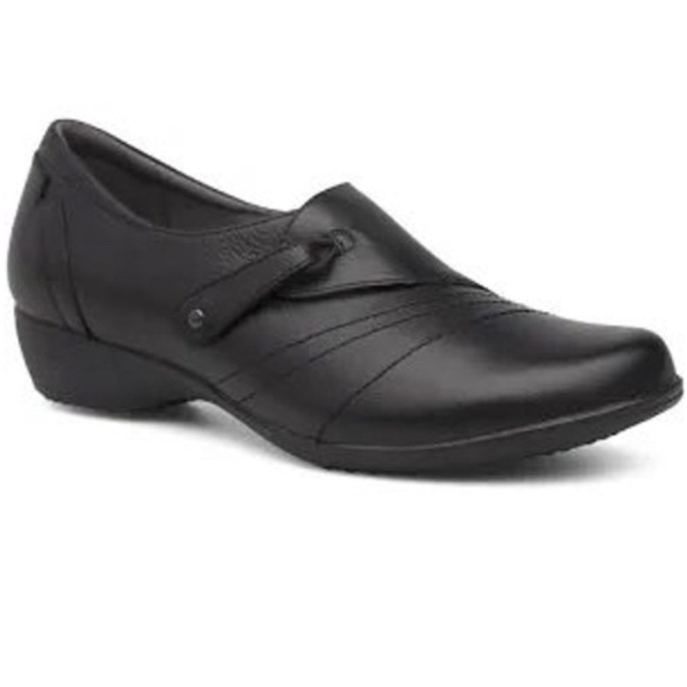 Dansko Franny Milled Nappa Leather Shoes Womens 38 Black Work Slip On